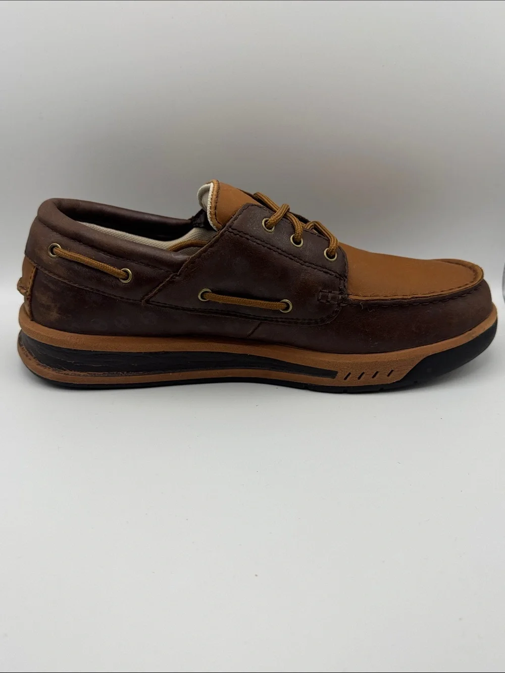 Timberland Men's Brown Leather Boat Shoes Lace Up Comfort Size 9M